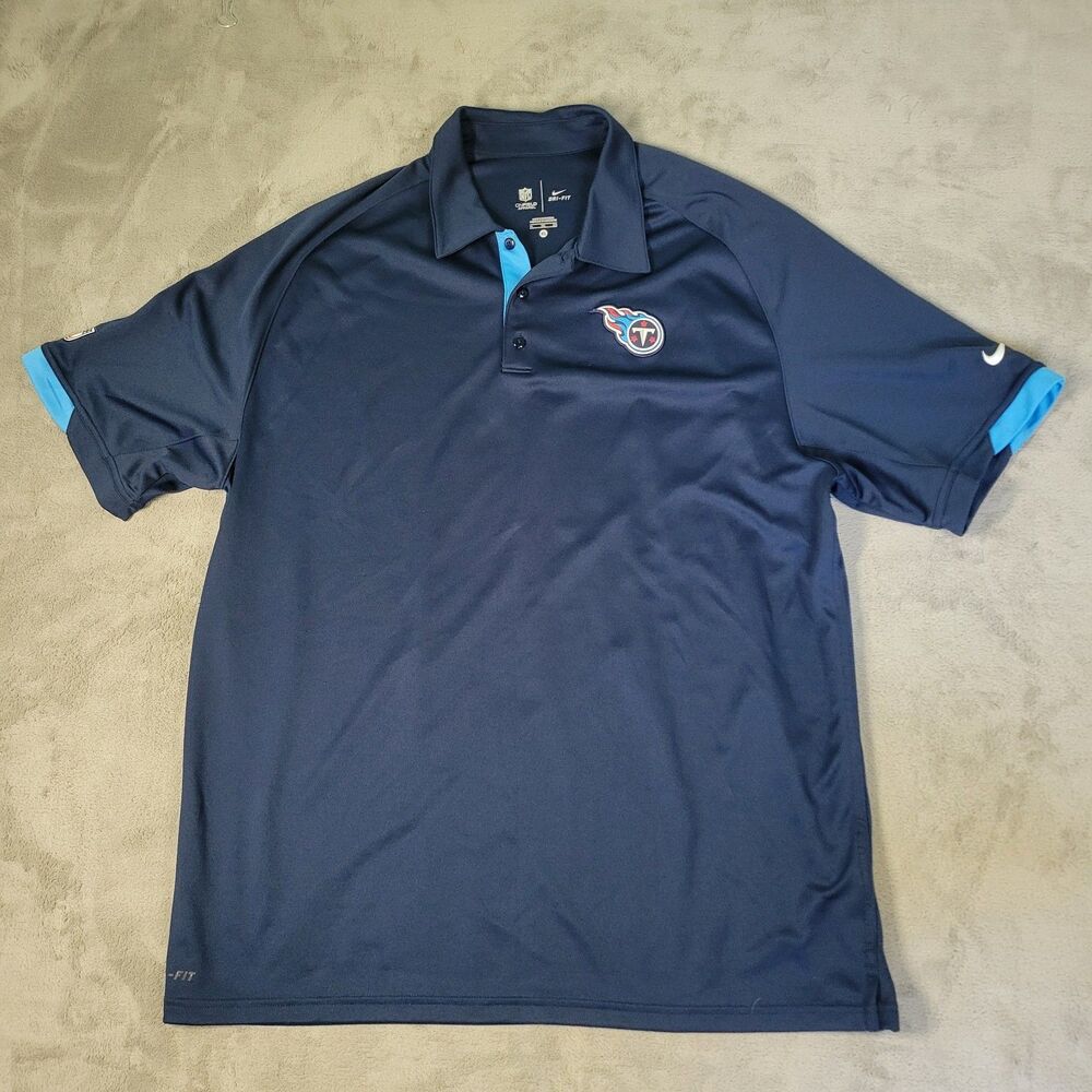 Tennessee Titans Polo Shirt Mens XL Blue Short Sleeve Nike Onfield DriFit NFL